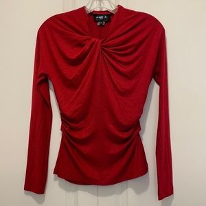 Paule Ka Red High-Neckline Sweater with Knot